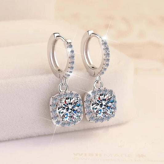 S925 0.5*2 CT VVS1 Moissanite Earrings 5MM with Certificate of Authenticity Iced Out Diamond Earrings